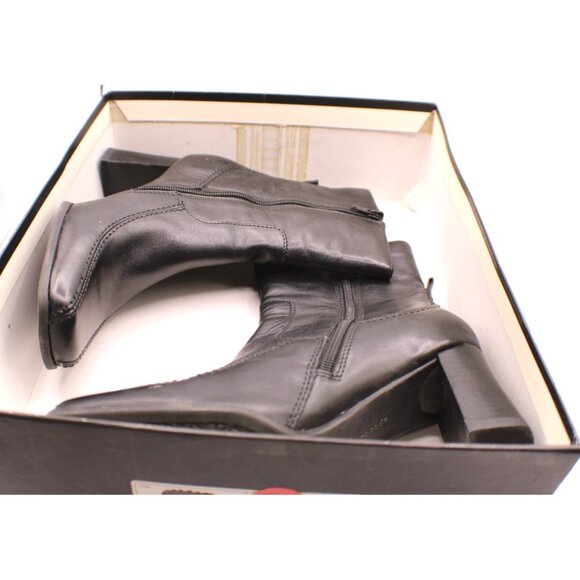 Apostrophe Nina Boots 7M Black Leather Square Toe Side Zip Above Ankle with Box - Picture 7 of 11